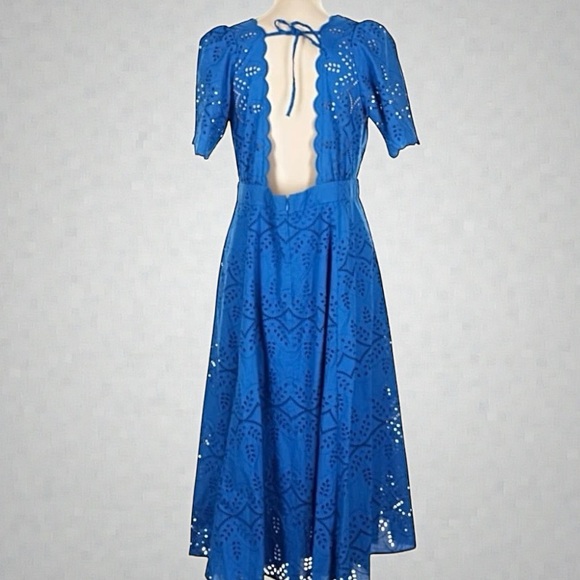 Sézane Ladya Embroidered Midi Dress in Vibrant Blue FR 44/ US 12 - Picture 7 of 13